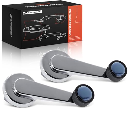 A-Premium 2Pcs Window Crank Handle Compatible with GMC Yukon, C1500 C2500 K1500 Suburban & Chevrolet Blazer, C10 C1500 C20 C2500 Suburban, Black Knob and Chrome Handle(Zinc), Driver and Passenger Side