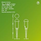 Philips Edwina Zewnętrzna Lampa na Postumencie 24 V GardenLink Niskonapięciowa, 2700 K, 180 lm, Czarna, Zestaw Startowy, 3 Sztuki, Wtyczka EU