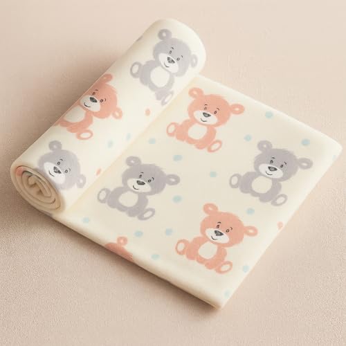Image of Zikku Baby Printed Quick Dry Fleece Teddy Print Sheet Bed Protector (Size: Large; 100 x 140 cm; White)