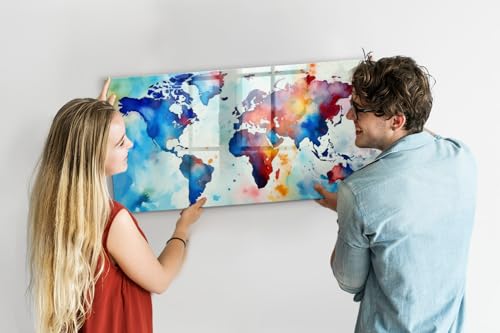 Tableau magnétique en verre tableau blanc effaçable 120x60cm carte peinte décorative - 4