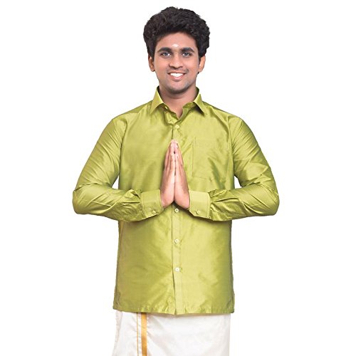 Image of THANGAMAGAN Men's Regular Fit Shirt (TF0050136PIGN Pista Green 36)