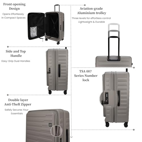Image of F Gear Sedona Large 79cm German Polycarbonate Hard Luggage|Japanese Hinomoto Silent Wheels |Expandable Check-in Suitcase Travel | Wet Pocket, TSA Lock, Anti-Theft Zipper|Taupe (Taupe)
