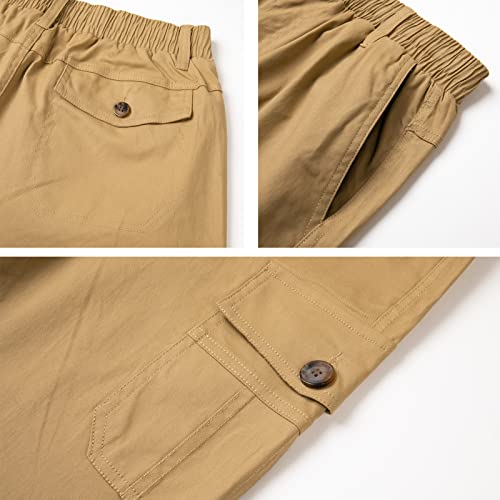 Wzikai Mens Cargo Pants Elastic Waist Joggers For Men Workout Sweatpants Casual Long Trousers Khaki M #TOP5