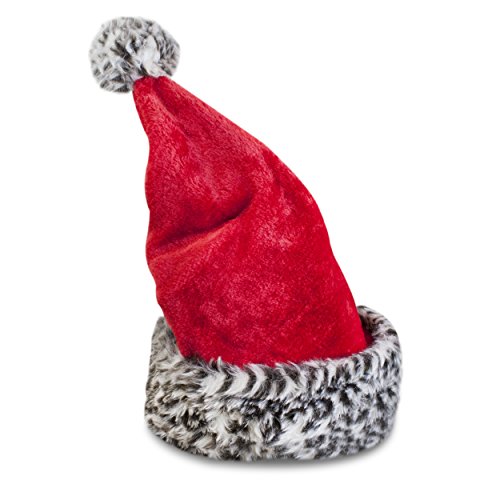 Soft Plush Festive Animal Print Santa Hat 17Inch Grey #TOP1