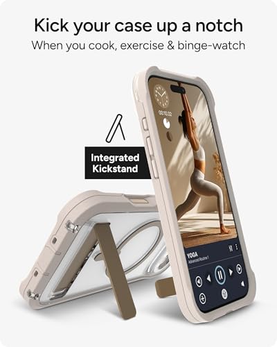 Image of ZAGG Rainier Case with Kickstand for iPhone Air - Gray Sandstone, Graphene 22ft (7m) Drop Protection, Lanyard Attach Points, MagSafe, Wireless Charging Compatible, 2-Piece Design, Phone Case