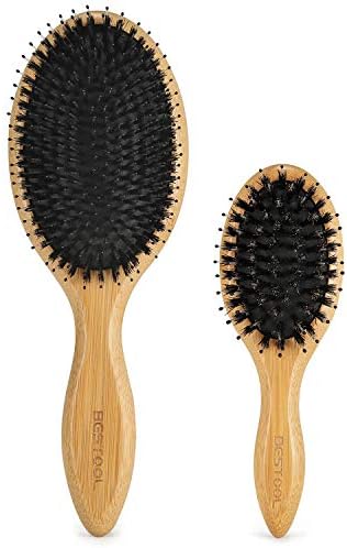 Hair Brush Set, BESTOOL Boar Bristle Hair Brush Set with Detangling Nylon Pin, Home & Travel Hair Brushes for Women Men Kid All Wet or Dry Hair's Detangle, Massage, Add Shine