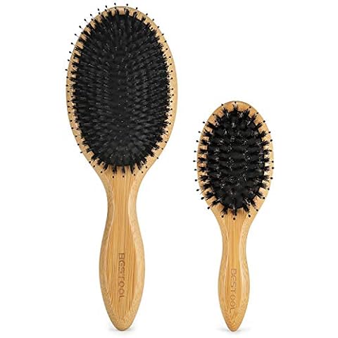 Hair Brush Set, BESTOOL Boar Bristle Hair Brush Set with Detangling Nylon Pin, Home & Travel Hair Brushes for Women Men Kid All Wet or Dry Hair's Detangle, Massage, Add Shine Cover