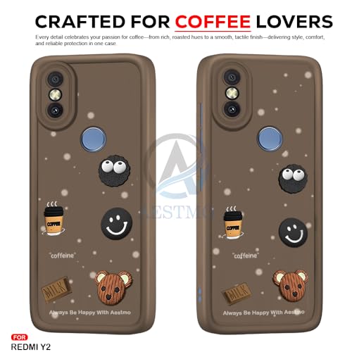 Image of AESTMO Back Case Cover for Redmi Y2 Cover | Cute Fun Cartoon 3D Ball | Coffee Silicone Case | Full Body Protection | Camera Protection Back Cover for Redmi Y2 (Brown)