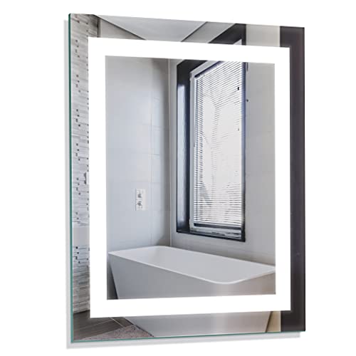 Homewerks 100150 24” x 30" LED Bathroom Mirror, Anti Fog Wall Mounted Horizontal or Vertical Vanity, 5000 Kelvin, Bright White Daylight Color Temperature Light, 24"x30" by Homewerks Worldwide - Used condition - US$77.71