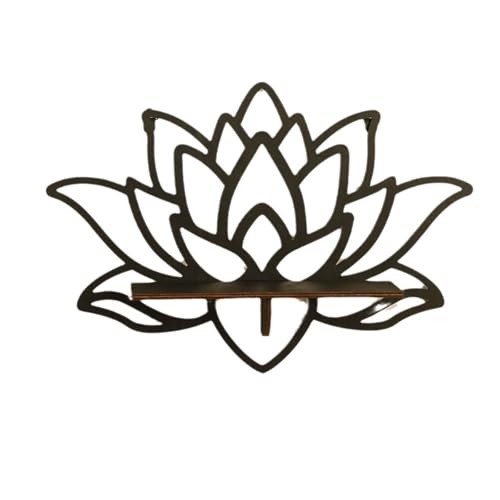 Peiaw Estante Mural Lotus 33x22,5cm – Decoración Mural 3D con Repisa De Madera Porta Mural para Cristales Elas & Decoración Acento Elegante para Espacio De Bienestar Yoga Sala & Dormitorio