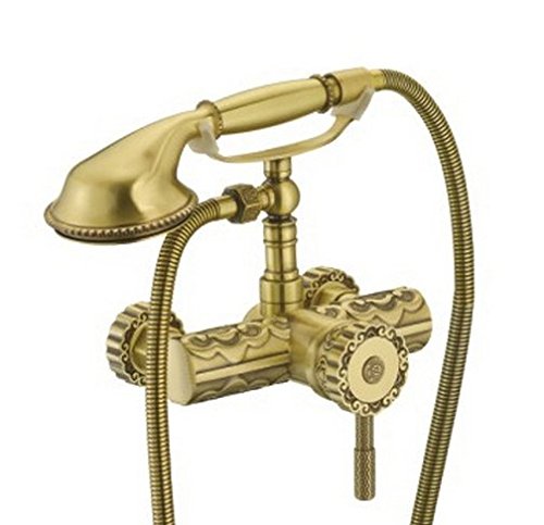 Ensemble de douche en cuivre antique sculpté mural style rétro blanc de qualité