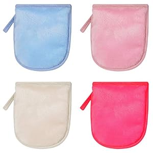 Tomedeks 4pcs Guantes Desmaquillantes De Microfibra Lavables, Almohadilla Desmaquillante Reutilizable Y Lavable…