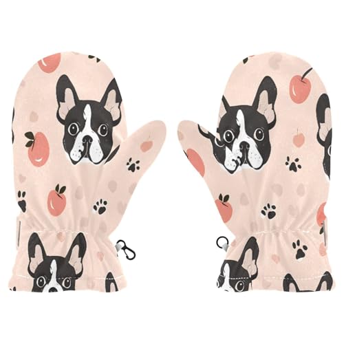 Kid's Winter Gloves Children Warm Gloves Dog Pink Apple for Boys Girl Age 4-6 Years