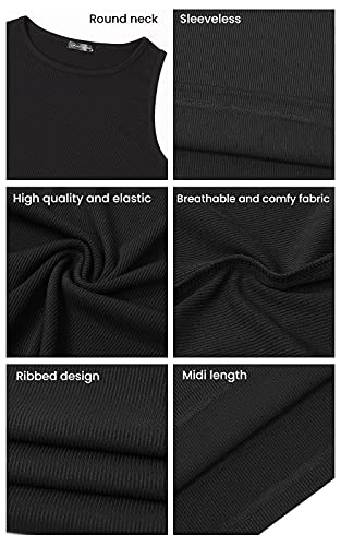 Image of PRETTYGARDEN Women's Summer Ribbed Bodycon Midi Dresses | Soft Stretchy Knit, Sleeveless Tank Dress, Slim Fitted, Elegant Spring Outfit for Work, Vacation Travel, Date Night, Party