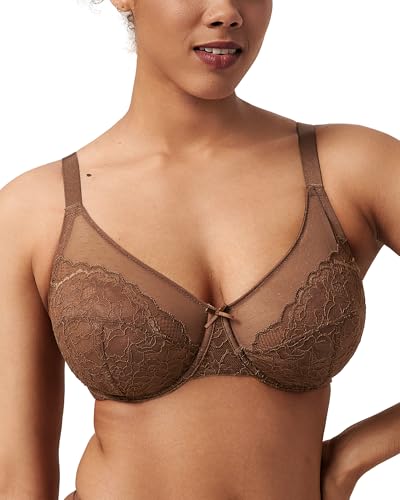 Image of HSIA Minimizer Bras for Women Enchante Full Coverage Underwire Bras Plus Size Lifting Floral Lace Bra for Heavy Breast