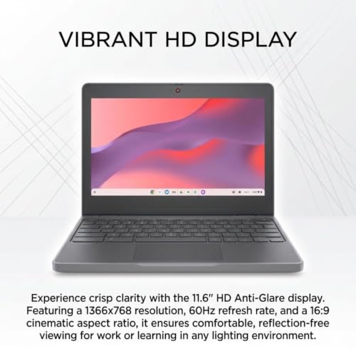Image of Lenovo Chromebook 11.6 inch IPS Intel Portable Laptop for Home Student Travel | Gemini AI, Webcam w / Shutter, Rugged Reliability, Long Battery Life, 4GB RAM, 64GB Flash Storage, HDMI, w / Wireless Mouse