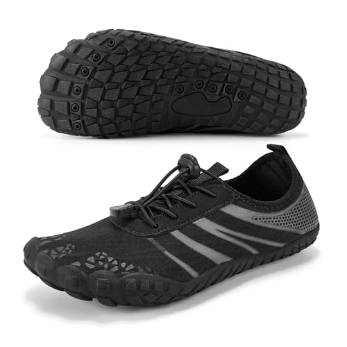 Image of Stelle Water Shoes for Women Men Quick-Dry Lightweight Adult Barefoot Aqua Shoes for Beach Swim River Lake Kayaking Hiking（Black，9MW）
