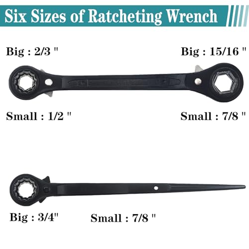 Image of 2PC Reversible Ratcheting Wrench Set,Including1 /2,2 /3 inch,3 /4 inch,7 /8 inch,15 /16 inch,14x17mm,19x22mm,19x24mm,Two models of Hexagonal Ratchet Wrench and 12 Pointed Ratchet Wrench