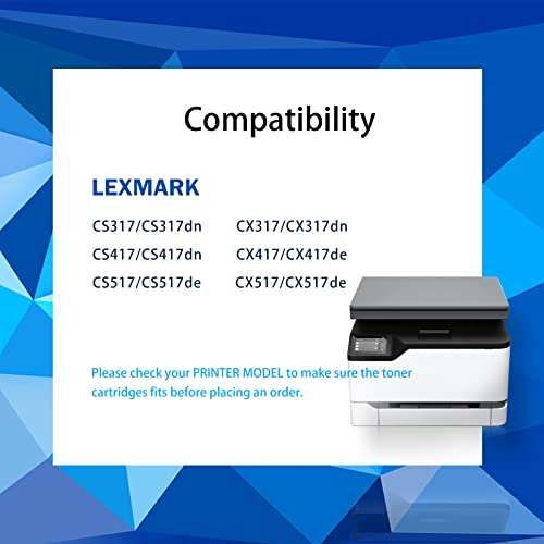 Remanufactured Toner Cartridge Replacement for Lexmark CS317 dn, CS417 dn, CS517 de, CX317 dn, CX417 de - Image 2