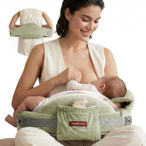 Image of Momcozy CozyPro Nursing Pillow - All Around Lumbar & Arm Support - Safety Guard, Firm & Springy Memory Foam-Stable, Ergonomic Support, Easier Breastfeeding, Wider Cushion, Adjustable, Removable Cover
