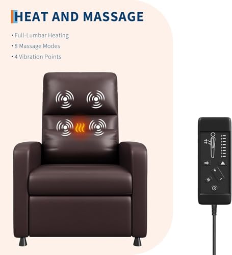 Sillón reclinable eléctrico marrón con tapizado PU miniatura 7