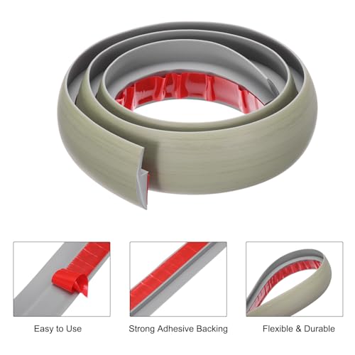 QUARKZMAN Bodenübergangsleiste Selbstklebend, 1m/3,3ft Laminat Türübergangsleisten Teppichkantenleiste für Teppichtüren Verbinden von Bodenlücken Passend für 7mm Höhe, Graue Holzmaserung