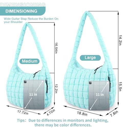 Image of Quilted Puffer Tote Bag Purse Puffy Crossbody Shoulder Bag,Lightweight Nylon Hobo Bag Puffer Carryall Bag for Women Girl