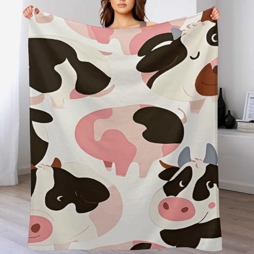 Couverture molleton motif vache jeté de lit confortable léger