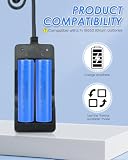 Dupoem Uniwersalna ładowarka LCD z 2 gniazdami do akumulatorów Li-ION 18650 - kompatybilna z 18490/18350/18500/17500/16340/14500 - wyświetlacz cyfrowy i indywidualne ładowanie