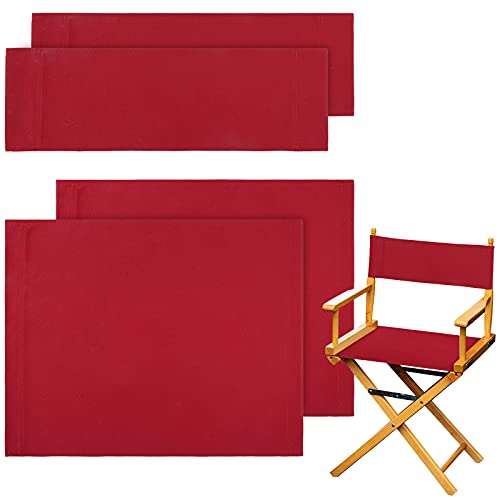 Boao 2 Sets Directors Chair Canvas Replacement Makeup Chair Seat and Back Replacement Cotton Canvas Stool Protector for Home Director Medium Size (Red)