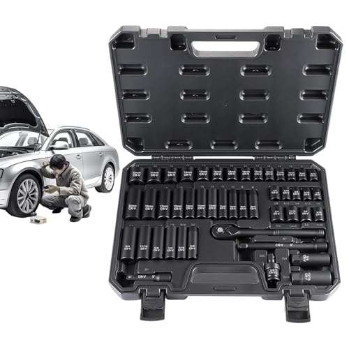Socket Set, Metric Socket Set, Extension Strip, Quick Release Ratchet Mechanic Socket Tool Kit, Hand Tools for Multifunctional Repairs for Car, Motorcycle, Industrial Equipment, Garage, Work