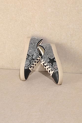 Mi.iM Joann Rubber Sole Lace-up Rhinestone Suede Star Sneakers4