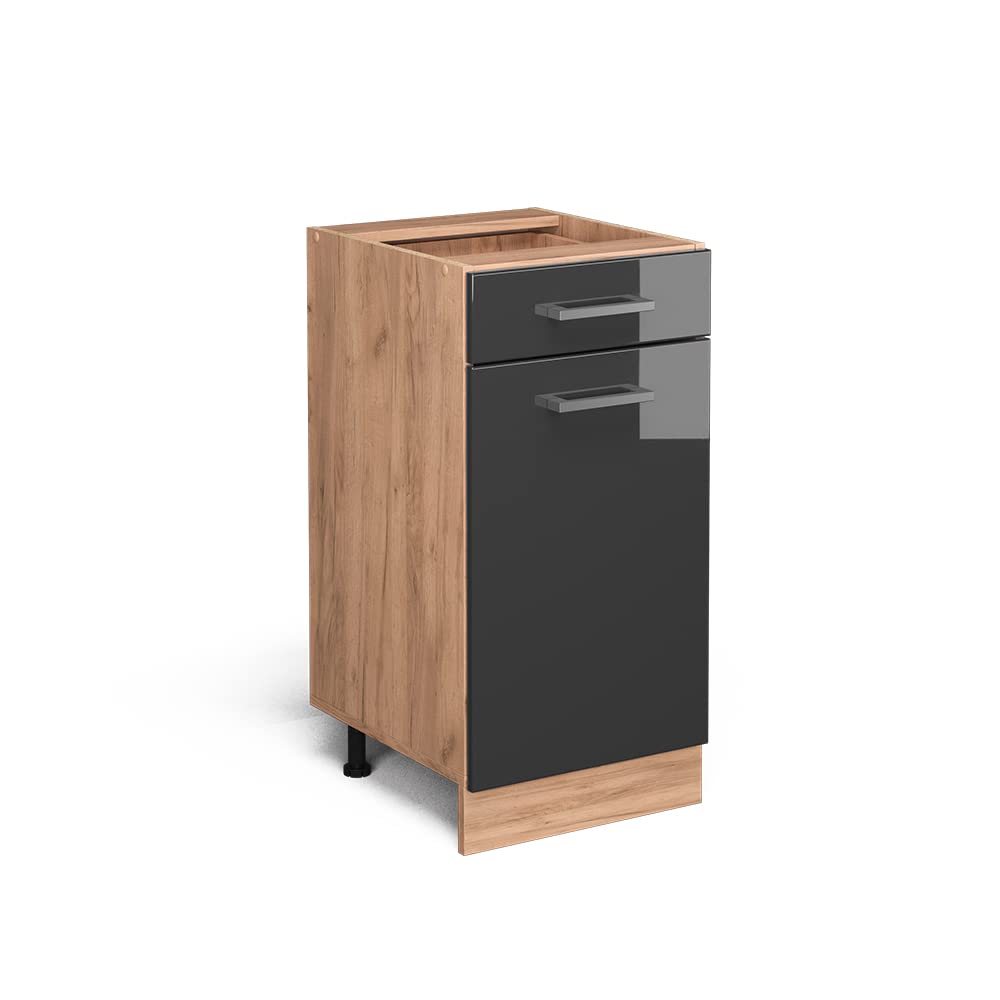Vicco Kitchen base cabinet Raul, Anthracite high gloss, 40 cm without worktop, for flexible combination within modular kitchen systems โ image 1
