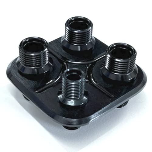 Black Aluminum 4 Port Square AC Air Conditioning Heater Hose Firewall Bulkhead -  Pirate Mfg, HR0494
