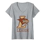 Womens Lehigh Mountain Hawks Vintage Icon V-Neck T-Shirt