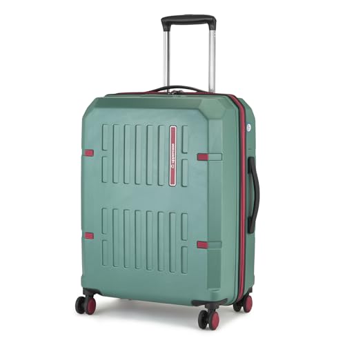 Image of uppercase Hexa Medium Solid Trolley Bag with TSA Lock, Durable for Travel, RCS Certified for Sustainability, Anti-Theft Zippers and Double Wheels, Suitcase for Men & Women