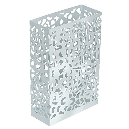 Porte-parapluies en métal découpé blanc, structure ajourée moderne - 2