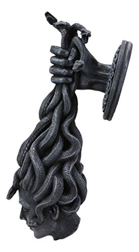 Ebros Greek Mythology Severed Head of Goddess Medusa with Snake Hairs Hanging from Perseus Hand Wall Decor Plaque Statue 12.25" Tall Cursed Gorgon Sisters Gothic Gargoyle Thought Provoking Accent