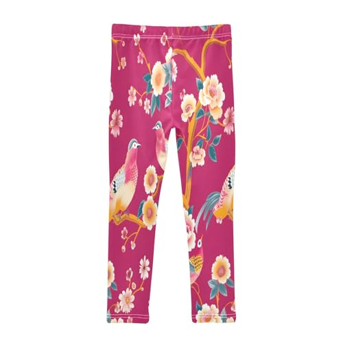 Toddler Girls Leggings Printed Yoga Pants Leggings Hot Pink Bird for Kids2