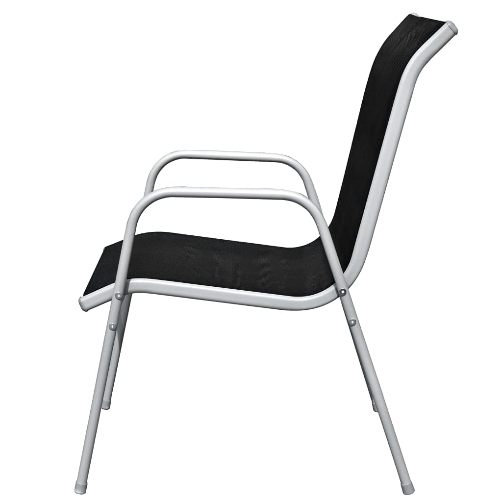 vidaXL Set Muebles Jardín 5 Piezas 80x71cm Acero Gris Negro Mobiliario Terraza
