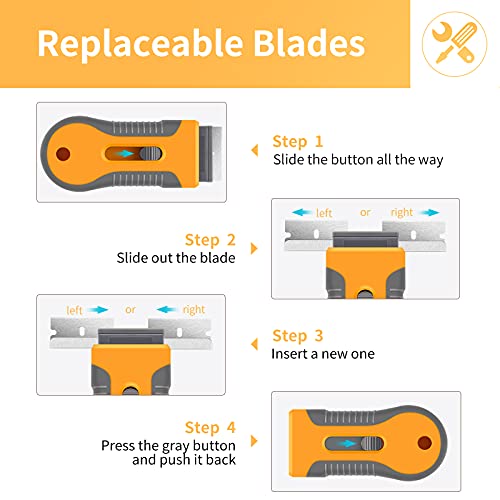 Razor Blade Scraper, 1 Pack Plastic Retractable Glass Scraper With 20 Pcs Extra Razor Blades, Windshield Sticker Remover For Windows Metal Vinyl Car Glue #TOP3