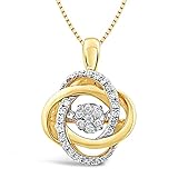 Diamond Necklace Dancing Diamond Love Knot 1/5 cttw 14kt Yellow Gold Plated Silver - 18 Inch Chain