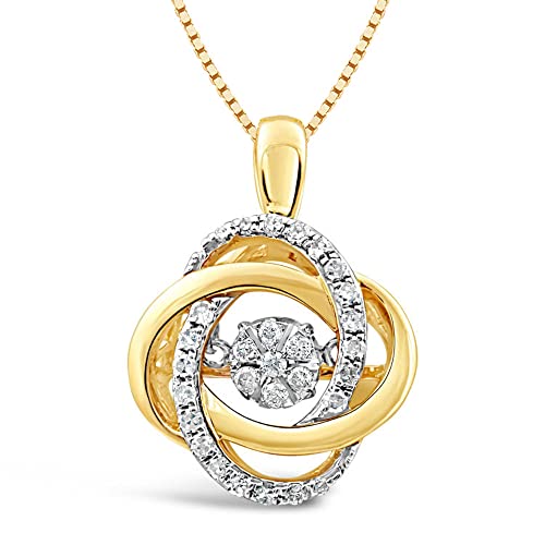 Diamond Necklace Dancing Diamond 1/5 CTTW Love Knot in Sterling SIlver or 14K Gold Plated 18 Inch Chain
