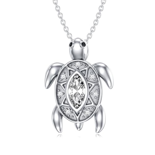 Moissanite Turtle Necklace 925 Sterling Silver Turtle Pendant with Lab Grown Diamond Turtle Jewelry for Women