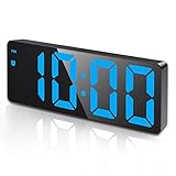 AMIR Digital Alarm Clock, Large Mirror Surface LED Screen Display, Automatic Brightness Control with Snooze, Stylish led Clock with Dual USB Ports for Home, Bedroom