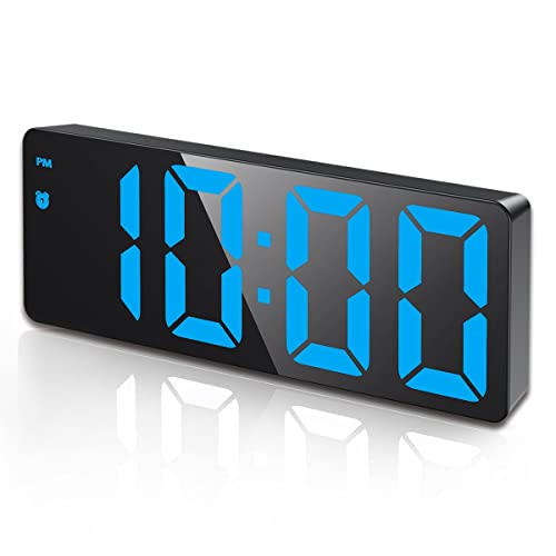 AMIR Digital Alarm Clock, Large Mirror Surface LED Screen Display, Automatic Brightness Control with Snooze, Stylish led Clock with Dual USB Ports for Home, Bedroom