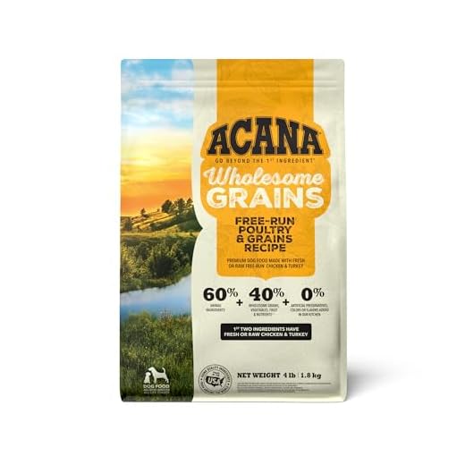 ACANA Wholesome Grains Dry Dog Food Free-Run Poultry & Grains Recipe with Cage-Free Eggs 4lb Bag