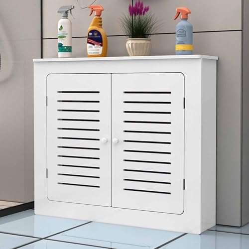 Armoire de sol de salle de bain et cache radiateur blanc