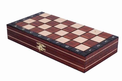 Wooden Magnetic Travel Chess Set with Mahgany Chess Board and Storage Compartment