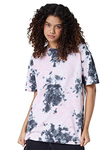 Image of The Souled Store|Tie Dye: Grey & Black Women and Girls T-Shirts|Loose fit Tie Dye Printed| Half Sleeve|80% Cotton 20% Polyester Grey and Black Color Women Boyfriend T-Shirts